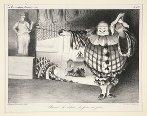 Baissez le rideau, la farce est jou?e. (Sænk gardinet, farsen er forbi.), pl. 421 fra tidsskriftet La Caricature nr. 201 af Honoré Daumier