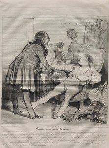 Caricaturana, tallerken 72: Opskrift til at helbrede kolik af Honoré Daumier