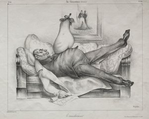 Karikatur, plade 139: Mareridtet, 1832. af Honoré Daumier