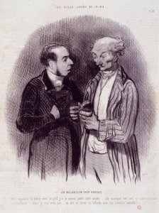 Tegnefilm om tandkirurger. Serien "" The Beautiful Days of Life"": En mekaniker for perfekt..."". Gravering af Honore DAUMIER (1808-1879). Uddrag fra avisen "" Le Charivari"" 22. september af Honoré Daumier