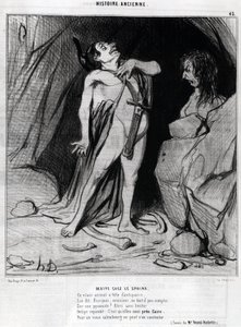 Tegneserie af Honore Daumier om Ødipus og sfinksen, -i "" Charivari", 12. december af Honoré Daumier