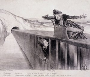Tegneserie af Daumier "" Les Chemins de Fer"", nd. 19. århundrede af Honoré Daumier