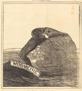 Det er farligt, kastenetfiskeri af Honoré Daumier