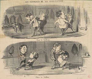 Ved skrædderen ved frisøren af Honoré Daumier