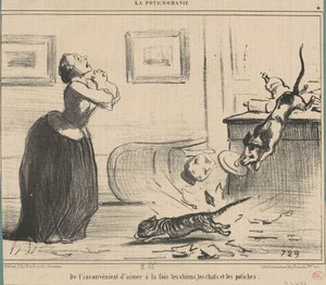 Fra ulempen ved at elske på samme tid... af Honoré Daumier