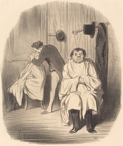Djævelen!... det ser ud til, at barbermaskinen ikke er særlig god... af Honoré Daumier