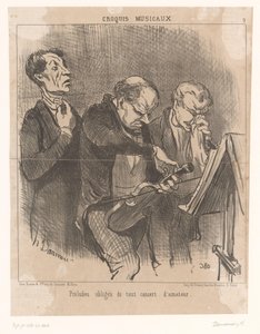 Tre amatørmusikere til koncert Preludes obligés de tout concert d