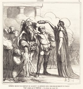 Empedokles modtager... guddommelig hæder... af Honoré Daumier