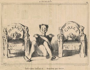Mellem to lænestole, herren på gulvet af Honoré Daumier