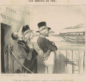Og... Voila... De rejsende, der passerer os foran vores næse! af Honoré Daumier
