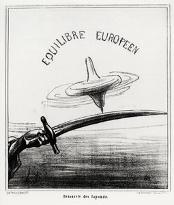 Europæisk balance: Japansk genoplivning. Lige efter genoprettelsen af det kejserlige regime i Japan, efter Tokugawa-shogunaens tilbagetræden i november 1867. Illustration d