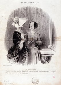 Mode tegneserie. Serie "" Livets smukke dage"": "" En Pamela hat..."" den 4. november af Honoré Daumier