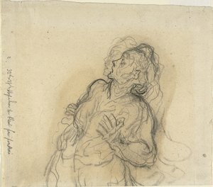Skræmt kvinde af Honoré Daumier