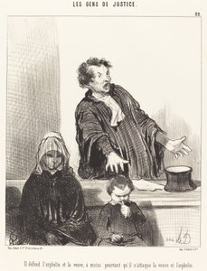 Han forsvarer den forældreløse og enken, medmindre... af Honoré Daumier