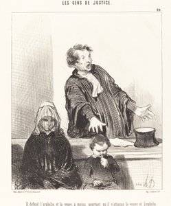 Han forsvarer den forældreløse og enken, medmindre... af Honoré Daumier