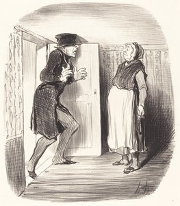 Ulempe ved at besøge en mezzaningulv uden forholdsregler... af Honoré Daumier