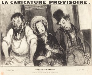 Interiør af en omnibus af Honoré Daumier