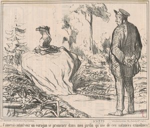 Jeg vil hellere se en orkan vandre gennem min have end en af ​​de forbandede crinolines! af Honoré Daumier