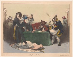 Karikatur af de europæiske stormagter ved London-konferencen Conference de Londres (titel på objekt) af Honoré Daumier