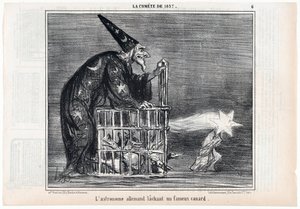 Kometen fra 1857, den tyske astronom, der frigiver en berømt and, fra Le Charivari, pub. 1858. af Honoré Daumier