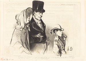 Moren - Er det rart at spise sit bygsukker!... af Honoré Daumier