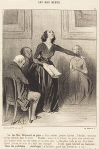 Le Bas-bleu erklærer sit skuespil af Honoré Daumier