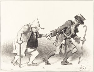 Den konstitutionelle og den omvandrende jøde af Honoré Daumier