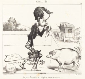 Unge Estancelin er forpligtet til at vende tilbage til klassen! af Honoré Daumier