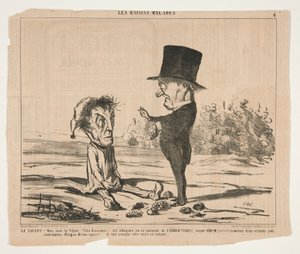 Den lærde - Min ven, vinstokken, (Vitis Linnaeus.), er under angreb på dette tidspunkt af Honoré Daumier