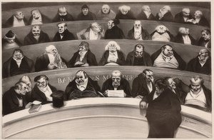 Le Ventre législatif. Aspects des bancs ministériels de la chambre improstituée de 1834 / Den lovgivende mave. Udsigt over skabsbænkene i det ikke-prostituerede kammer fra 1834. 1834 af Honoré Daumier