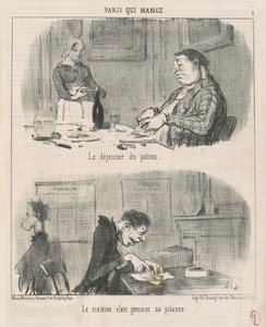 Chefens frokost, den sjette kontorist... af Honoré Daumier