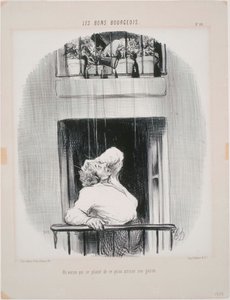 Les Bons Bourgeois- En nabo, der klager over vanding af Honoré Daumier