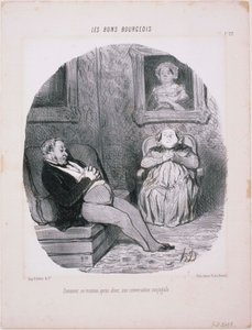 Les Bons Bourgeois: Hvordan en ægteskabelig samtale ender af Honoré Daumier