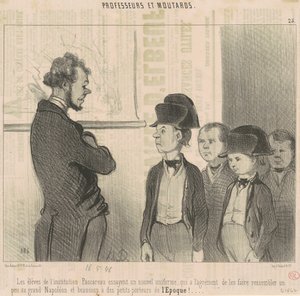 Pascareau-institutionens studerende prøver en ny uniform... af Honoré Daumier