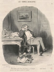 Min kone bliver længe ved denne banket... af Honoré Daumier