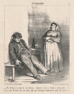 Min kone, du tager fejl af at give mig skylden... af Honoré Daumier