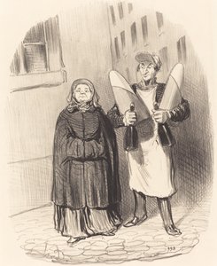 Madame Chapotard gør sig klar til at lave sine syltetøj af Honoré Daumier