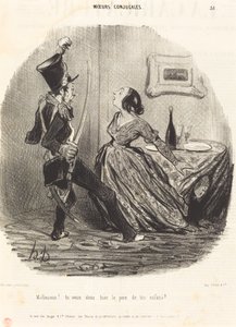 Uheldig! så du vil dræbe dine børns far? af Honoré Daumier