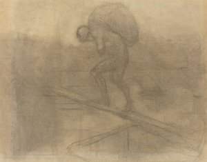 Mand, der bærer en sæk af Honoré Daumier