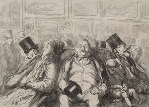 Hvileøjeblik i Salon Carré. af Honoré Daumier