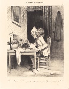 Monsieur Coquelet... deler sin... frokost af Honoré Daumier