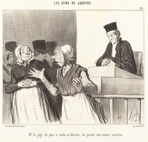 Hr. Fredsdommeren har truffet sin beslutning... af Honoré Daumier