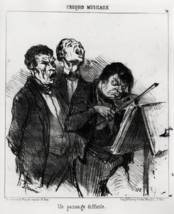 Musikalske skitser: en vanskelig passage. Illustration af Honore Daumier (1808-1879), offentliggjort i nyhederne i "Charivari", dateret 5. marts 1852. af Honoré Daumier