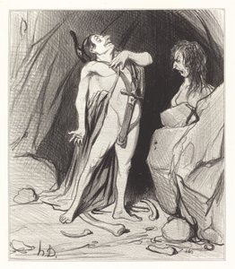 Ødipus ved Sfinxen af Honoré Daumier
