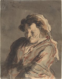 Gammel kvinde siddende af Honoré Daumier