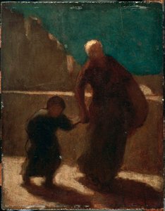 På en bro om natten af Honoré Daumier