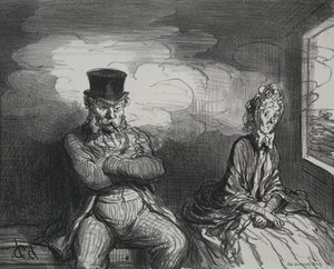 On the Train: A Pleasant Companion, 1862. af Honoré Daumier