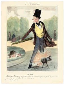 Klokken et: Walking in the Luxembourg Gardens, 1839 af Honoré Daumier