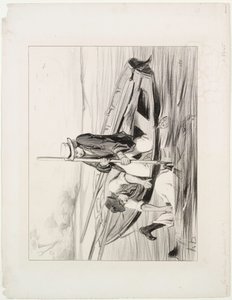 Parisiske bådsmænd, plade 14: Mand over bord, 1843. af Honoré Daumier