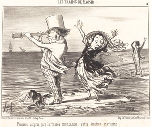 Parisere overrasket over tidevandet... af Honoré Daumier